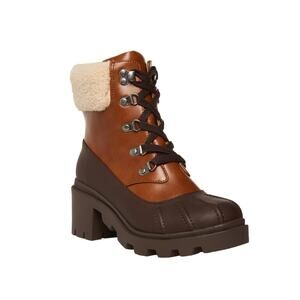 Madden Girl Women's Bubbles Lace Up Lug Sole Booties Tan Size 6 1/2